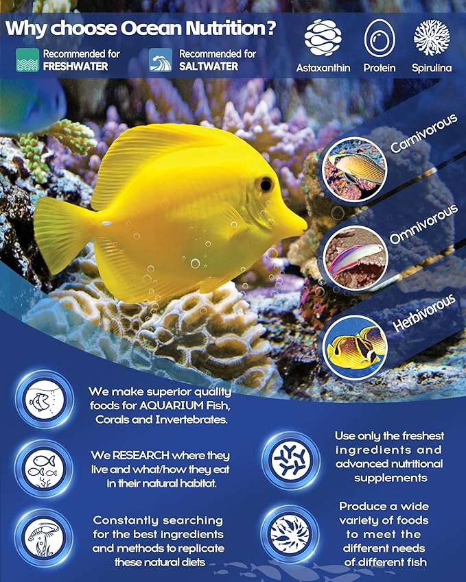 Ocean Nutrition Formula Two Pellets - Fish Food for Herbivorous & Omnivorous Marine Tropical Fish, High Protein(40%) - 2.2 lbs (1 kg) XL Pellets