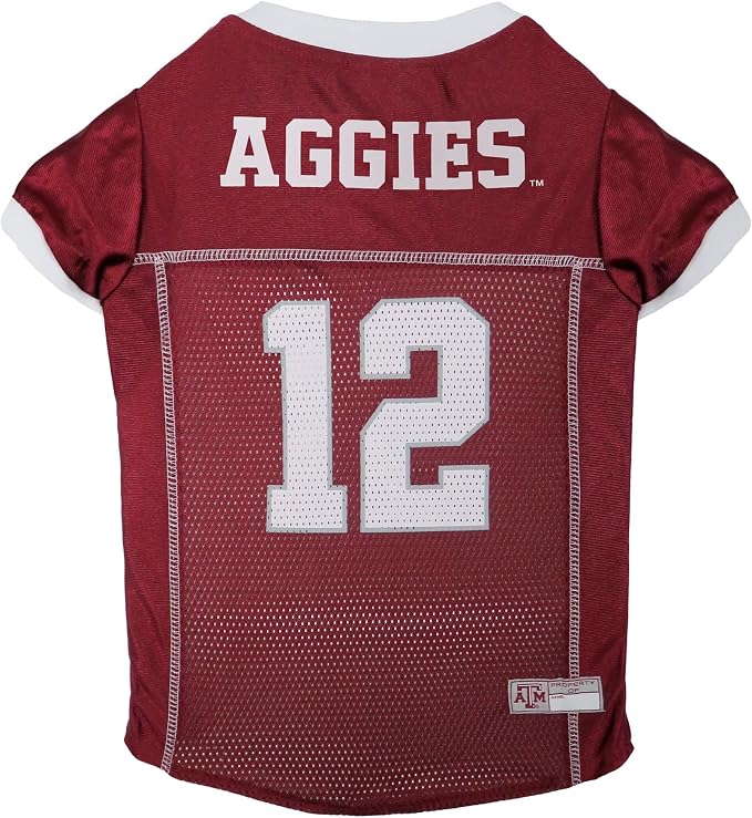 Pets First NCAA College Texas A&M Aggies Mesh Jersey for DOGS & CATS, Large. Licensed Dog Jersey with your Favorite Football/Basketball College Team