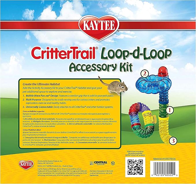 Kaytee CritterTrail Fun-nel Loop-D-Loop Accessory Kit Small Animal Habitat Tubes (2 Inch Diameter Tubes)
