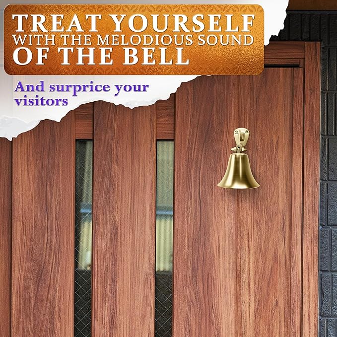 2 Pcs Bells for Door Knob – Hanging Bell for Door Opening 2″ × 1.8″ Vintage Brass with Hanging Loop, Clear Ringing Sound for Home Entry, Office & Shopkeepers – Small Bell for Crafts & Holiday Decor