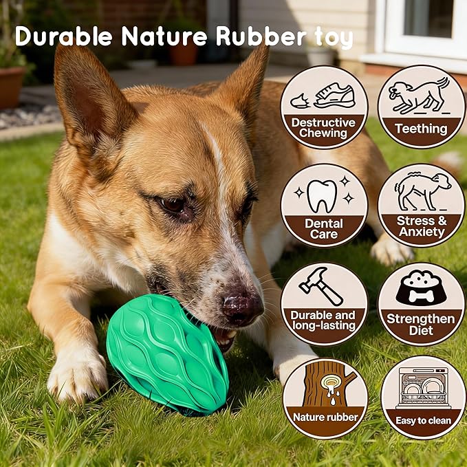 Dog Toys for Aggressive Chewers Durable Interactive Dog Chew Toys Tough Indestructible Treat Dispensing Cognitive Toys Mental Enrichment Puzzle Feeder Boredom Buster Anxiety Relief (Blue)