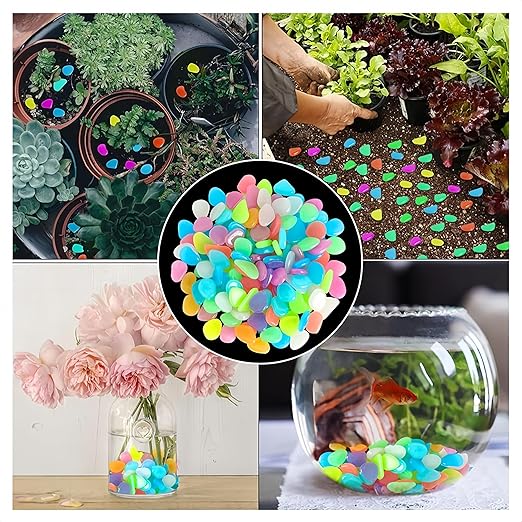 1000 PCS Glow in The Dark Pebbles, Mixed Color Luminous Stones, Waterproof Resin Glowing Rocks, Decorative Glow Gravel for Garden Pathway, Plant Pots, Aquarium, Yard and Home Indoor Outdoor Decoration