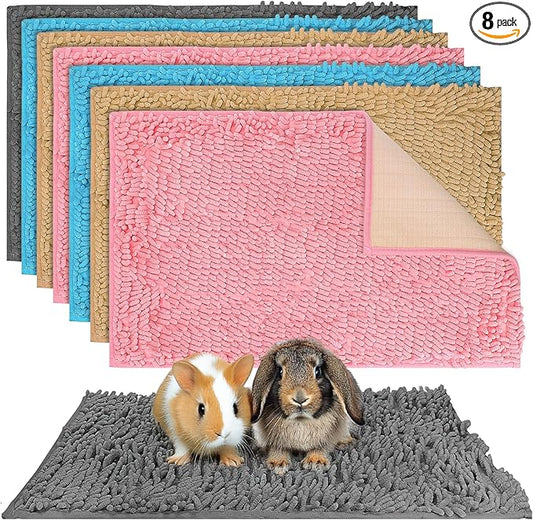 8 Pack Guinea Pig Cage Liner, 16x24 Inch Washable Fleece Bedding Pee Pads, Non-Slip Reusable Training Pad Animal Sleeping Bedding Mat for Bunny, Rabbit, Hamster, Chinchilla Cage