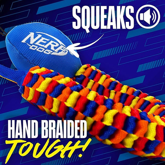 Nerf Dog Rainbow Vortex Chain Tug Dog Toy, Lightweight, Durable and Water Resistant, 19 Inches, For Medium/Large Breeds, Single Unit, Rainbow Colored