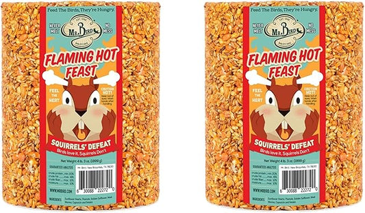 2-Pack of Mr. Bird Flaming Hot Feast Large Wild Bird Seed Cylinder 4 lbs. 3 oz.