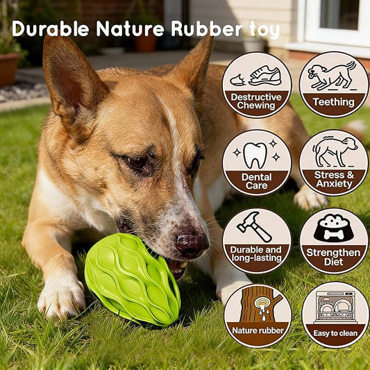 Dog Toys for Aggressive Chewers Durable Interactive Dog Chew Toys Tough Indestructible Treat Dispensing Cognitive Toys Mental Enrichment Puzzle Feeder Boredom Buster Anxiety Relief (Green)