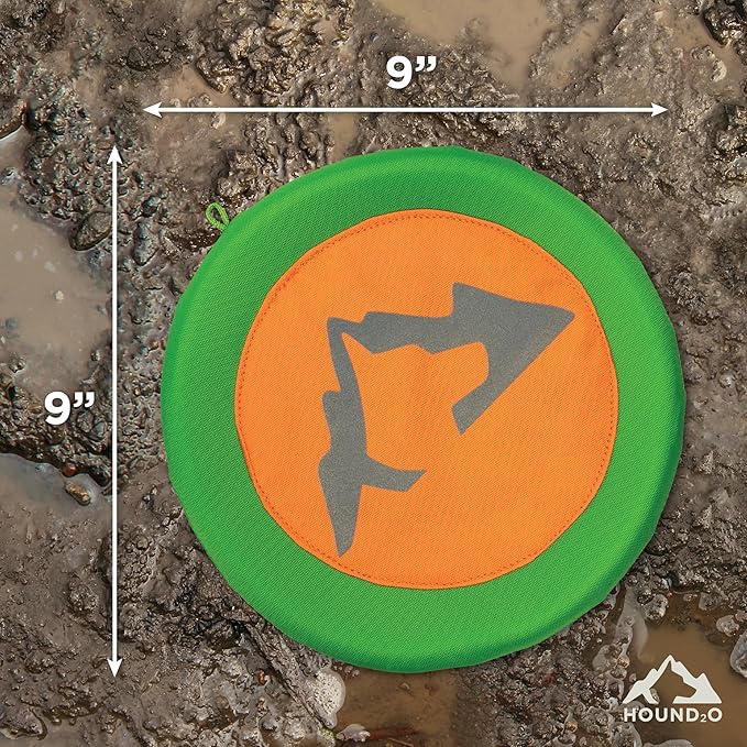 Playology HOUND2O Dog Toys | Reflective Flyer Toy Frisbee for Dogs | Orange Outdoor Dog Toy for Fetch