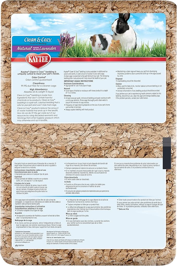 Kaytee Clean & Cozy Natural Bedding with Lavender 49.2 Liters