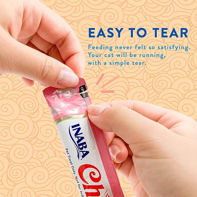 INABA Churu Lickable Purée Natural Cat Treats (Tuna Recipe, 4 Tubes)