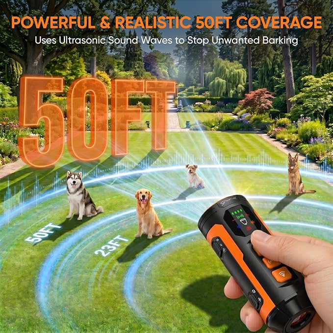 2026 Upgraded Anti Barking Device for Dogs, Ultrasonic Dog Bark Deterrent, Dog Bark Deterrent Devices, Best Anti-Barking Device, 4 Modes & LED Flashlight & LCD Screen Portable Indoor & Outdoor