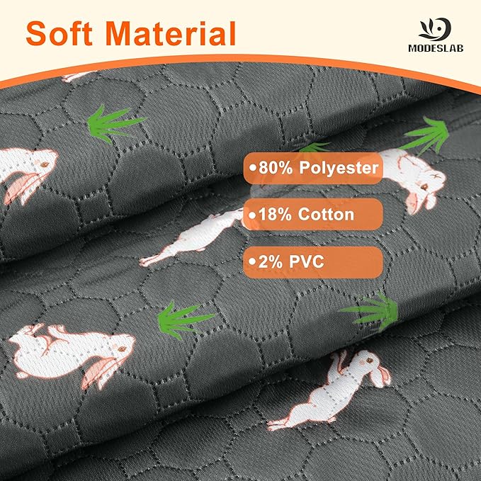 2-Pack Guinea Pig Cage Liner, 18in x 24in Fast Absorption Washable Bedding Pee Pads for Dogs Puppy Rabbit Small Animal Cage Mat, Leakproof & Non-Slip