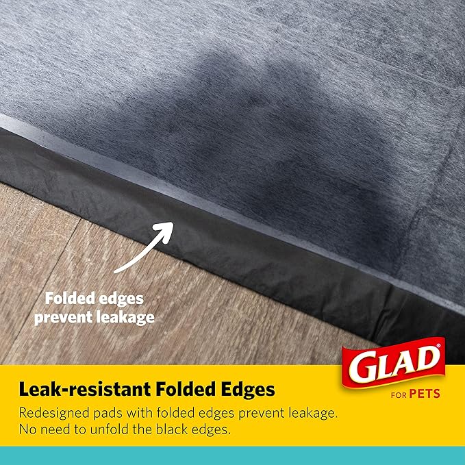 Glad for Pets Black Charcoal Puppy Pads - Super Absorbent Disposable Dog Pee Pads, Potty Training Pads, and Pet Supplies - Grey Dog Pee Pads for Crate Training and Indoor Use 17.5" x 23.5" - 120 Count