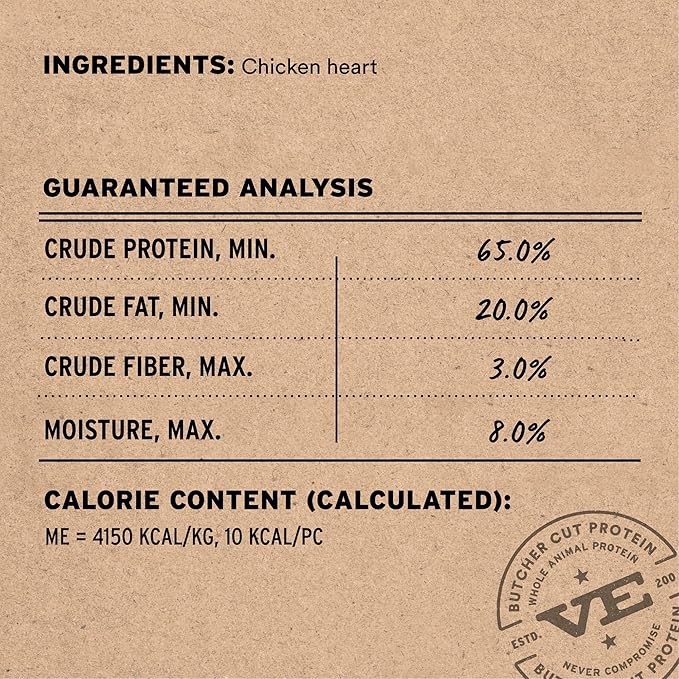 Vital Essentials Freeze Dried Raw Chicken Hearts Cat Treats | Single Ingredient | Premium Quality | Grain Free, Healthy Treats for Cats, 2.75 oz Bag