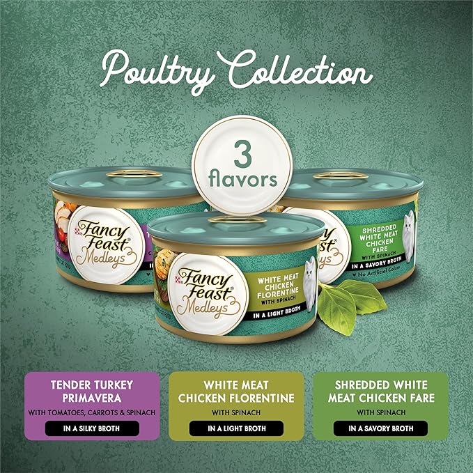 Purina Fancy Feast Medleys Poultry Collection Wet Cat Food Variety Pack - (Pack of 30) 3 oz. Cans
