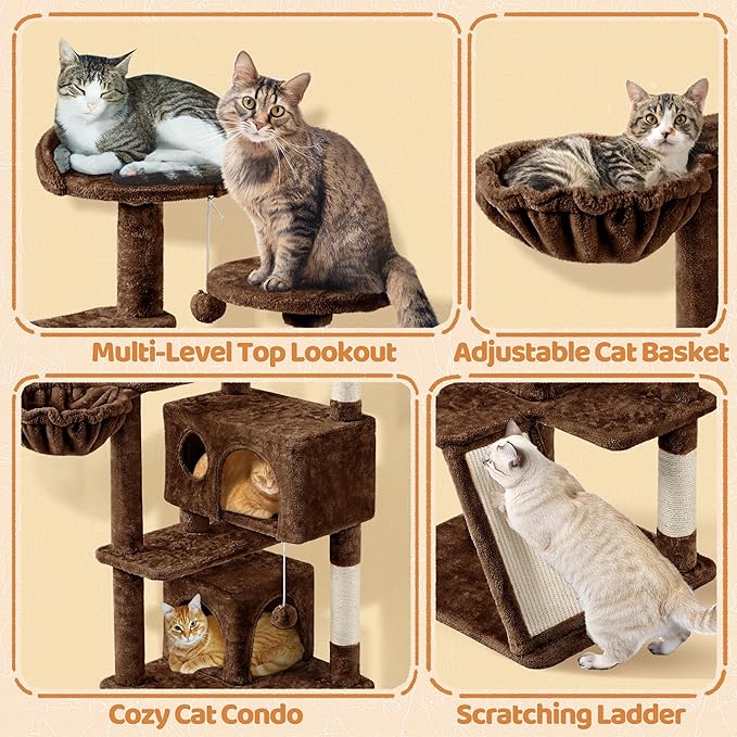 Topeakmart 57in Height Cat Tree Condo Multi-Level Kitten Tower Cat House Furniture
