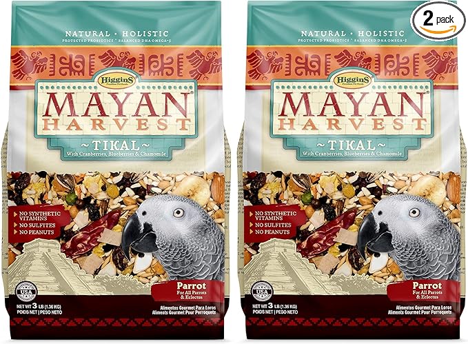 Higgins 2 Pack of Mayan Harvest Tikal Parrot Food, 3 Pounds Each