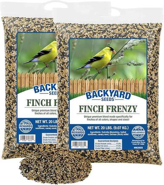 Backyard Seeds Finch & Small Songbird Frenzy 40lbs - Premium Nyjer Thistle Seed Blend for Finch Feeders, Small Bag of Wild Bird Food