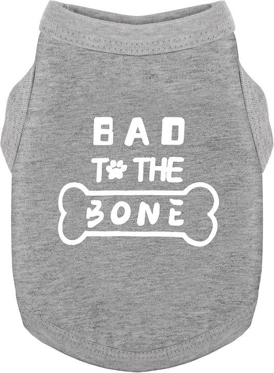 Discover Cozy Cotton Canine Wear: Soft, Lightweight, and Breathable Dog Shirt Vest with Eye-Catching Graphics(Bad to The Bone), Keeping Your Furry Friend Warm and Comfy! Grey XXL