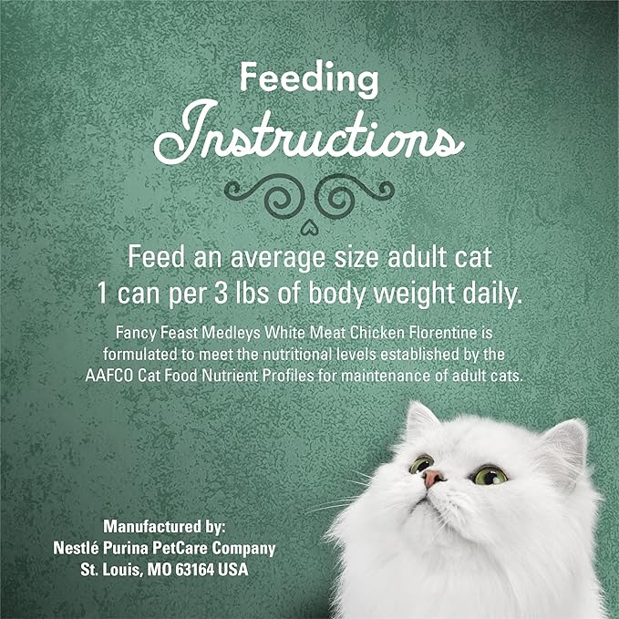 Purina Fancy Feast Gravy Wet Cat Food, Medleys White Meat Chicken Florentine With Garden Greens - (Pack of 24) 3 oz. Cans