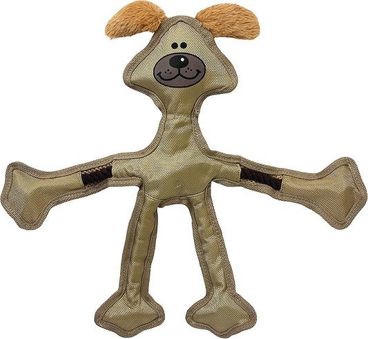 Multipet Skele Dog Rope - Nylon Tug of War - Squeaky Toy for All Dogs - Animal Dog Toy for Playing Toss & Fetch (15", Tan)