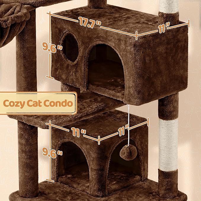 Topeakmart 57in Height Cat Tree Condo Multi-Level Kitten Tower Cat House Furniture