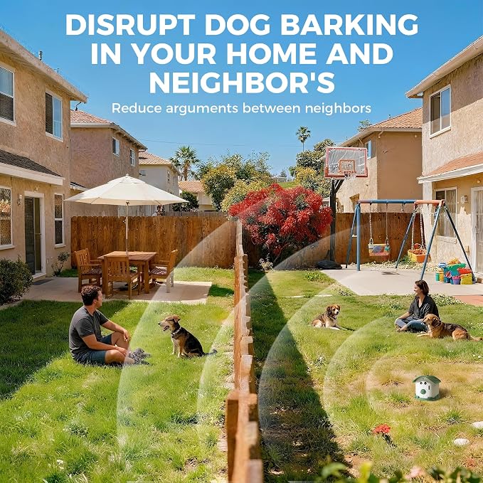 Adjustable Ultrasonic Dog Bark Deterrent Device with Smart Detection | Waterproof, Long-Range Indoor Outdoor Use, Portable, Type-C Fast Charging