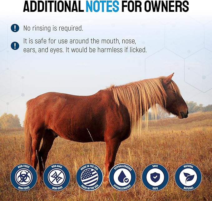 Horse Wound Care Spray with Silver – for Insect & Fly Bites, Hot Spots, Scratches & Itchy Skin – Supports Quick Healing of Cuts, Abrasions & Rain Rot Treatment for Horses – Equine Healing Aid – 4 Oz