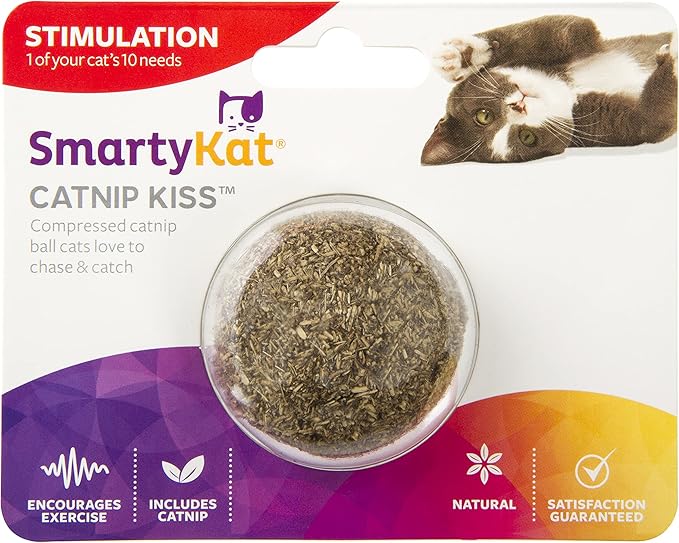 SmartyKat Catnip Toy, Compressed Catnip Ball for Indoor Cats & Kittens, Encourages Play with Less Mess, Cat Toy for All Ages, 5-Pack