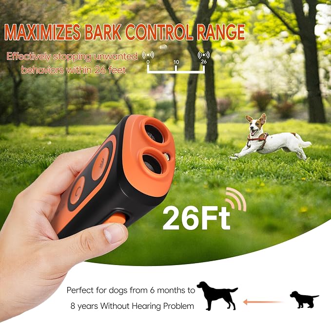 HYCFYJR Dog Bark Deterrent Device Anti Barking Device for Dogs Barks No More Indoors Outdoors Behavior Correct Safe & Humane Rechargeable with Flashlight Correct Bad Behavior of Own or Neighbor's Dog