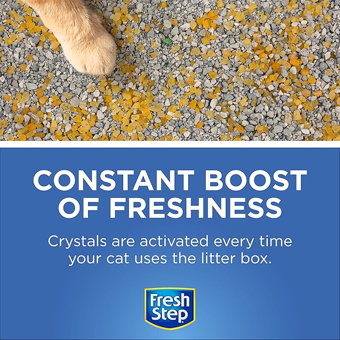Fresh Step Cat Litter Crystals Deodorizer, Non Toxic Odor Neutralizing Crystals for Litter Boxes that Help Control Smells and Keep Home Areas Fresh, Summer Breeze Scent, 15 Ounce - 6 Pack
