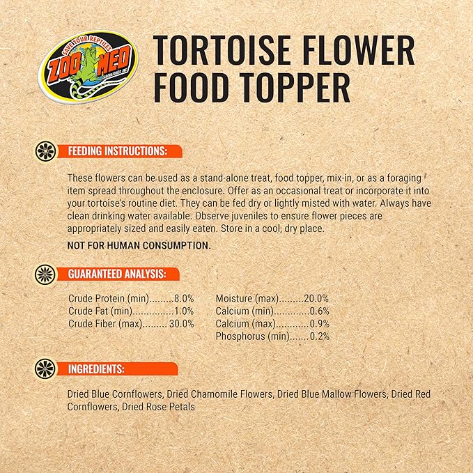 Zoo Med Flower Food Topper for Tortoise and Box Turtle 0.21 ounce - 3 Pack