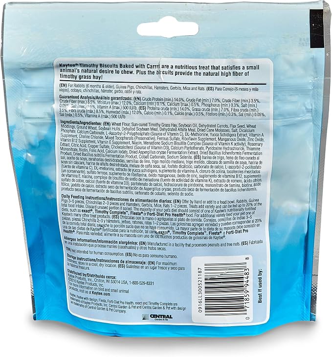 Kaytee Timothy Biscuits Baked Treat for Pet Guinea Pigs, Rabbits & Other Small Animals, Carrot, 4 oz (Pack of 2)