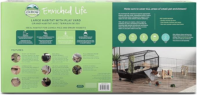 Oxbow Enriched Life Small Animal Accessories - Habitat with Play Yard for Dwarf Rabbits & Guinea Pigs (Large)