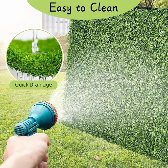 Hamiledyi 4 Pcs Artificial Rabbit Grass Mats Reusable Guinea Pig Pee Pads 11.8" x 11.8" Washable Turf Fake Grass Plastic Bunny Mat for Rabbit Chinchilla Small Pets Indoor Outdoor Trainer