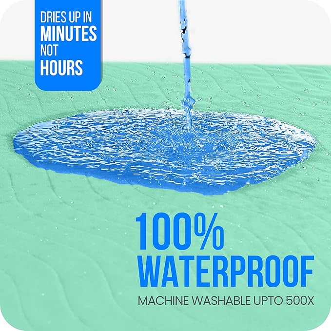 Utopia Bedding Washable Pee Pads for Dogs 34" x 52" (Pack of 4), Waterproof Incontinence Bed Pads for Adults, Elderly and Kids, Heavy Absorbency Pet Training Pads for Sofa and Couch (Green,Blue)