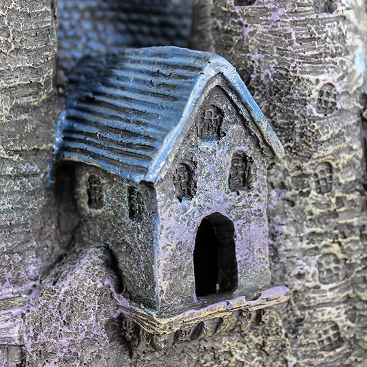 Penn-Plax Deco-Replicas Age-of-Magic Wizard’s Castle Part B Aquarium Decoration - Durable Hand-Painted Resin with Swim Holes & Hideouts - Safe for Freshwater & Saltwater Tanks - Gray, 13 x 9 x 15.5 In