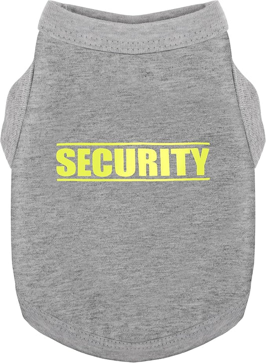 Discover Cozy Cotton Canine Wear: Soft, Lightweight, and Breathable Dog Shirt Vest with Eye-Catching Graphics(Security), Keeping Your Furry Friend Warm and Comfy! Grey L