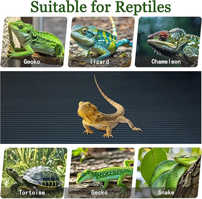 Arbitrary Cutting Terrarium Reptile Carpet, Reptile Mat, Bearded Dragon Tank Accessories Flooring, Bearded Dragon, Leopard Gecko Substrate, Snake,Tortoise Bedding Black 17.5“× 79”