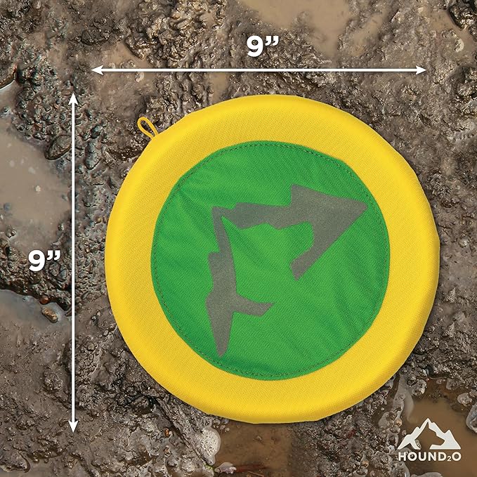Playology HOUND2O Dog Toys | Reflective Flyer Toy Frisbee for Dogs | Green Outdoor Dog Toy for Fetch
