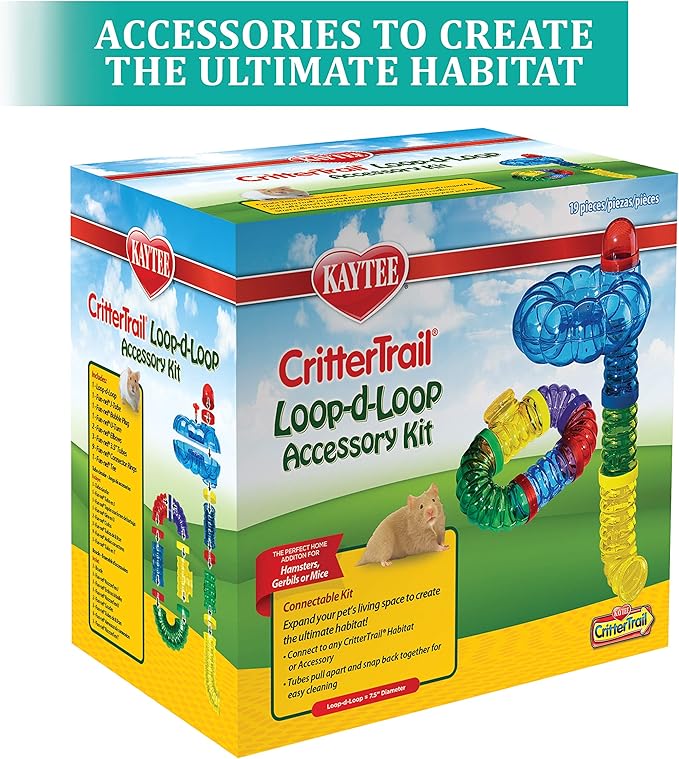 Kaytee CritterTrail Fun-nel Loop-D-Loop Accessory Kit Small Animal Habitat Tubes (2 Inch Diameter Tubes)