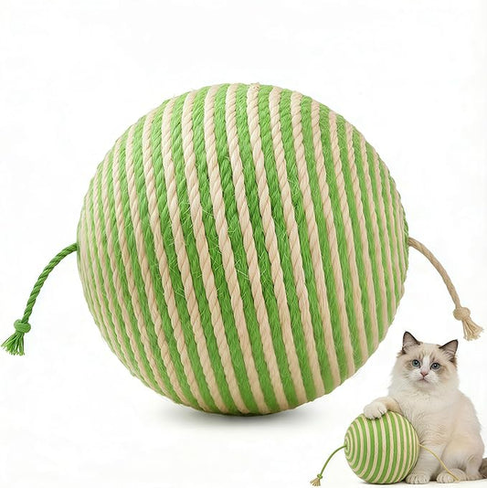 4-inch cat Toy Balls, Indoor cat Toys, sisal cat Balls for Cats to Grind Teeth, Sharpen Claws, Play, and Make Sounds When Gently Shaken to Attract Cats' Attention (Green)