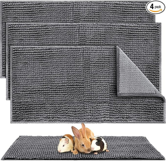 Amylove 4 Pcs Guinea Pig Cage Liner Washable Fleece Pee Pads Pet Dog Cat Bedding Training Mat for Small Animal Guinea Pig Puppy Bunny Hamster(47 x 24 Inch,Rectangular,Dark Gray)