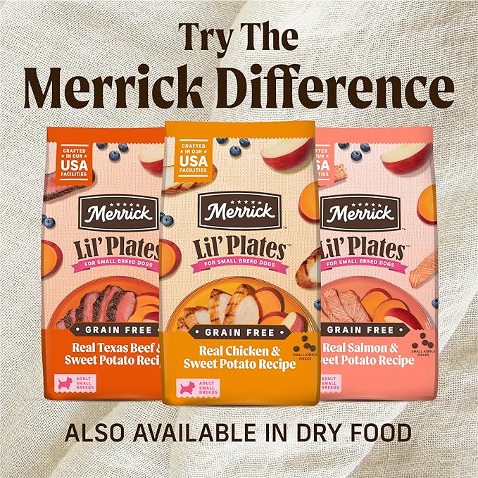 Merrick Lil Plates Wet Dog Food for Small Breed Puppies, Pint-Sized Puppy Plate in Gravy with Real Deboned Chicken, 3.5 oz Tub