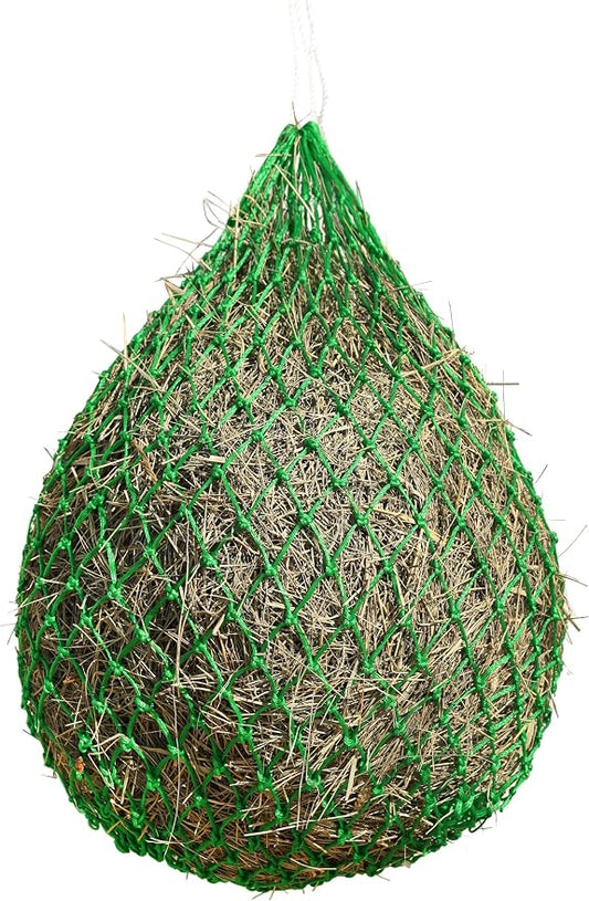 Harrison Howard Slow Feed Hay Net for Horses, 40 Inch Hay Bag Holds 1–2 Flakes, 2 Inch Mesh Durable Hanging Feeder for Stable, Pasture & Livestock-Bright Green