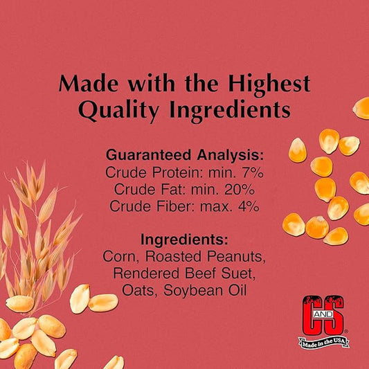 C&S Peanut Suet Nuggets, Outdoor Wild Bird Food for Nuthatches, Woodpeckers and Chickadees, 27 Ounces