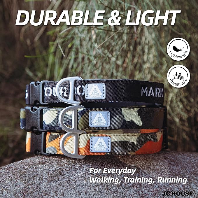 Soft Padded Dog Collar, Neck 16’’-25’’, Adjustable Heavy Duty Collar with 3M Reflective Logo for Medium, Large Dogs, Camo Orange, L