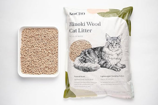 KOCHO Hinoki Wood Cat Litter Ultra Lightweight, Fresh Scent of Japanese Cypress (7pcs Pack (23.8LB))