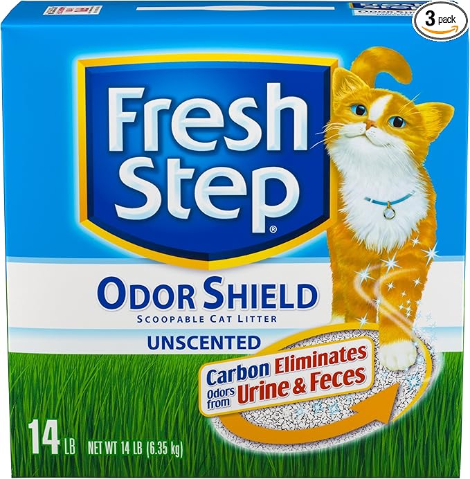 Fresh Step Simply Unscented Clumping Litter, Fresh Step Unscented Cat Litter With Activated Charcoal Technology, 14 lb. Box