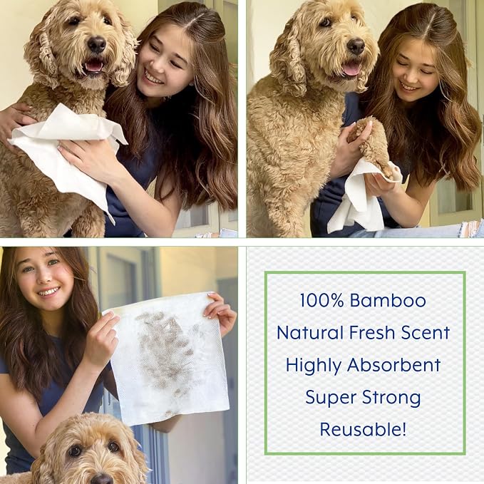 StripHair Horse Dog Grooming Set 2pc - Gentle Groomer 6-in-1 Shedding Coat Shine Massage Tool (original black) and Reusable Coat Care Cloth Wipes (12x12in)