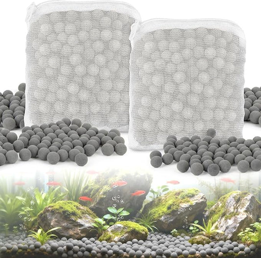 Sukh 0.88lb Aquarium Filter Media - Fish Tank Filters with Premium Tourmaline Balls 2 Fine Mesh Bags, Long Lasting Water Purifier, Stabilizes pH, Reduces Harmful Compounds for Shrimp Fish Health